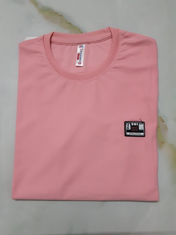 men’s cotton regular fit solid t shirt crew neck, short sleeves pink