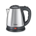 prestige 1.5l pkoss stainless steel electric kettle | 1350 watts| elegant design | cool touch handle and lid | automatic cut off and single touch lid locking | black | 1y warranty | isi certified