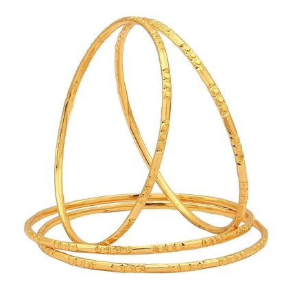 sukra gold gold plated copper bangle set for women & girls (yellow)