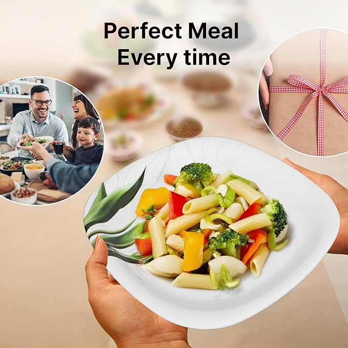 thermador melamine 40 pcs floral dinner set|crockery set|dishwasher safe|6 dinner plate 6 small plate|1 serving tray|3 big serving bowls with lid|12 small bowl |6 spoon|3 serving spoon|white