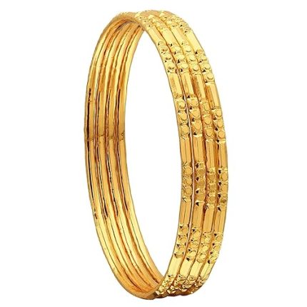 sukra gold gold plated copper bangle set for women & girls (yellow)